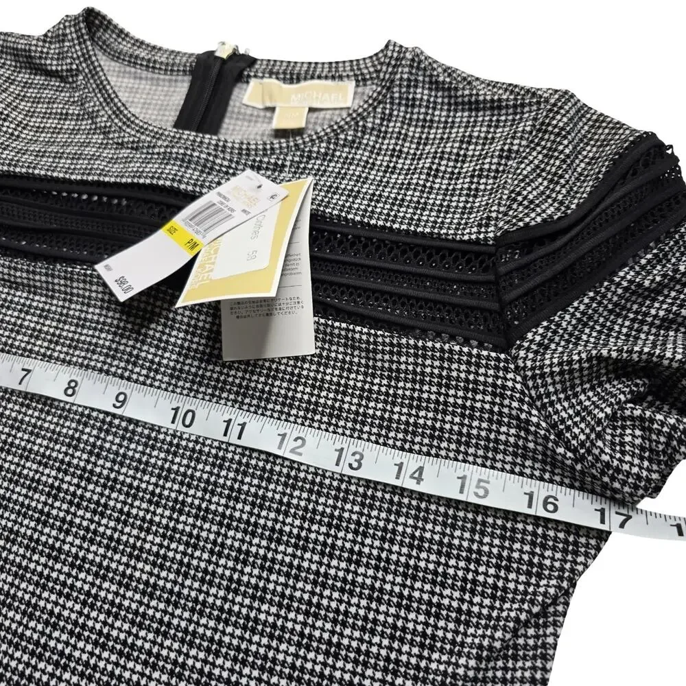 Michael Kors Dress Womens PM Black White Houndstooth Fit Flare NWT‎
